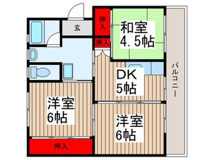 ビレッジハウス所沢２号棟の物件間取画像